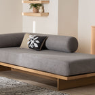 Baxton Studio Bertille Left-Arm Chaise Lounge with Solid Wood Base - Minimalist Sofa Daybed with Grey Fabric Cushion and Bolster Pillow for Living Room or Bedroom Decor