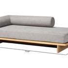 Baxton Studio Bertille Left-Arm Chaise Lounge with Solid Wood Base - Minimalist Sofa Daybed with Grey Fabric Cushion and Bolster Pillow for Living Room or Bedroom Decor