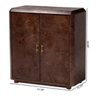 bali & pari Valora Real Burl Wood Storage Cabinet in Dark Walnut Brown - Modern Accent Cupboard with Double Doors and Brass Handles, Elegant Sideboard for Living Room, Entryway or Dining Area