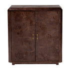 bali & pari Valora Real Burl Wood Storage Cabinet in Dark Walnut Brown - Modern Accent Cupboard with Double Doors and Brass Handles, Elegant Sideboard for Living Room, Entryway or Dining Area