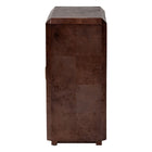 bali & pari Valora Real Burl Wood Storage Cabinet in Dark Walnut Brown - Modern Accent Cupboard with Double Doors and Brass Handles, Elegant Sideboard for Living Room, Entryway or Dining Area