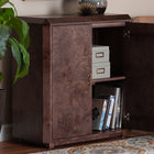 bali & pari Valora Real Burl Wood Storage Cabinet in Dark Walnut Brown - Modern Accent Cupboard with Double Doors and Brass Handles, Elegant Sideboard for Living Room, Entryway or Dining Area