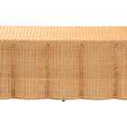 bali & pari Palm Scalloped Rattan Coffee Table - Handwoven Wicker Rectangle Accent Table for Living Room, Patio or Sunroom, Coastal Boho Style, Light Honey