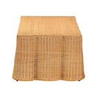 bali & pari Palm Scalloped Rattan Coffee Table - Handwoven Wicker Rectangle Accent Table for Living Room, Patio or Sunroom, Coastal Boho Style, Light Honey