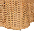 bali & pari Palm Scalloped Rattan Coffee Table - Handwoven Wicker Rectangle Accent Table for Living Room, Patio or Sunroom, Coastal Boho Style, Light Honey