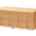 bali & pari Palm Scalloped Rattan Coffee Table - Handwoven Wicker Rectangle Accent Table for Living Room, Patio or Sunroom, Coastal Boho Style, Light Honey