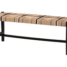 bali & pari Prita Woven Paper Loom Bench with Mahogany Wood Frame - Handcrafted Accent Seating for Dining Room or Entryway, Black