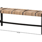 bali & pari Prita Woven Paper Loom Bench with Mahogany Wood Frame - Handcrafted Accent Seating for Dining Room or Entryway, Black