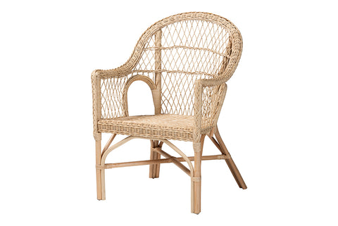 bali & pari Zaira Modern Bohemian Natural Rattan Arm Chair