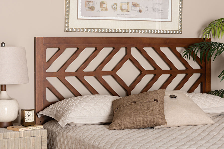 Baxton Studio Olsen Wood Headboard with Geometric Cutout Design - Modern Decorative Panel for Bed Frame, Contemporary Bedroom Accent with Adjustable Height, Queen
