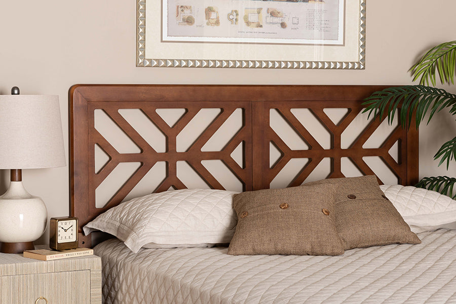 Baxton Studio Kalare Wood Headboard with Geometric Cutout Design - Modern Decorative Panel for Bed Frame, Contemporary Bedroom Accent with Adjustable Height, Full