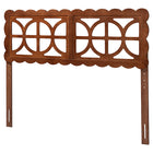 Baxton Studio Nansen Wood Headboard with Scalloped Frame - Geometric Cutout Decorative Panel for Bed Frame, Modern Coastal Bedroom Accent with Adjustable Height, Queen, Walnut
