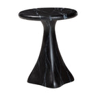 bali & pari Aponi Marbled Resin End Table - Sculptural Side Table with Round Top and Pedestal Base,  Modern Contemporary Statement Furniture, Black