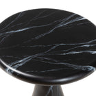 bali & pari Aponi Marbled Resin End Table - Sculptural Side Table with Round Top and Pedestal Base,  Modern Contemporary Statement Furniture, Black