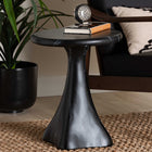 bali & pari Aponi Marbled Resin End Table - Sculptural Side Table with Round Top and Pedestal Base,  Modern Contemporary Statement Furniture, Black