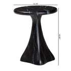 bali & pari Aponi Marbled Resin End Table - Sculptural Side Table with Round Top and Pedestal Base,  Modern Contemporary Statement Furniture, Black