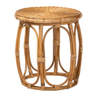 bali & pari Jayana Natural Rattan Round End Table - Handwoven Wicker Accent Table with Open Frame Base, Lightweight Coastal Boho Side Table for Living Room or Patio