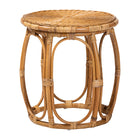 bali & pari Jayana Natural Rattan Round End Table - Handwoven Wicker Accent Table with Open Frame Base, Lightweight Coastal Boho Side Table for Living Room or Patio