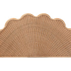 bali & pari Callias Natural Rattan Scalloped Headboard with Sunburst Weave – Coastal Boho Wicker Bed Backdrop for Bedroom Decor, Queen