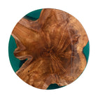 bali & pari Anan Teak Wood Epoxy Resin End Table - Round Live Edge Side Table with Black Metal Legs, Handcrafted Modern Rustic Accent Table for Living Room or Bedroom, Round