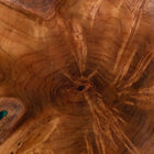 bali & pari Anan Teak Wood Epoxy Resin End Table - Round Live Edge Side Table with Black Metal Legs, Handcrafted Modern Rustic Accent Table for Living Room or Bedroom, Round