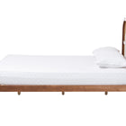 Baxton Studio Raewyn Wood Platform Bed -  Low Profile Bed Frame with Decorative Rattan Weave Inlay and Rounded Headboard, Queen