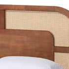 Baxton Studio Raewyn Wood Platform Bed -  Low Profile Bed Frame with Decorative Rattan Weave Inlay and Rounded Headboard, Queen