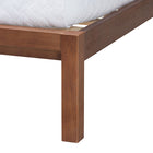 Baxton Studio Raewyn Wood Platform Bed -  Low Profile Bed Frame with Decorative Rattan Weave Inlay and Rounded Headboard, Queen