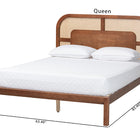 Baxton Studio Raewyn Wood Platform Bed -  Low Profile Bed Frame with Decorative Rattan Weave Inlay and Rounded Headboard, Queen