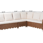 bali & pari Detta Natural Rattan 4-Piece Sectional Set - Handwoven Wicker Corner Lounge Seating with Scalloped Skirt Base and Rolled Arms, Boho Coastal Style for Sunroom or Living Room