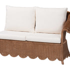 bali & pari Detta Natural Rattan 4-Piece Sectional Set - Handwoven Wicker Corner Lounge Seating with Scalloped Skirt Base and Rolled Arms, Boho Coastal Style for Sunroom or Living Room
