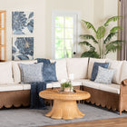 bali & pari Detta Natural Rattan 4-Piece Sectional Set - Handwoven Wicker Corner Lounge Seating with Scalloped Skirt Base and Rolled Arms, Boho Coastal Style for Sunroom or Living Room