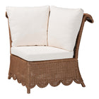 bali & pari Detta Natural Rattan 3-Piece Sectional Set - Handwoven Wicker Corner Lounge Seating with Scalloped Skirt Base and Rolled Arms, Boho Coastal Style for Sunroom or Living Room