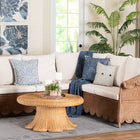 bali & pari Detta Natural Rattan 3-Piece Sectional Set - Handwoven Wicker Corner Lounge Seating with Scalloped Skirt Base and Rolled Arms, Boho Coastal Style for Sunroom or Living Room