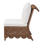 bali & pari Detta Natural Rattan Accent Chair - Handwoven Wicker Lounge Chair with Rolled Back and Scalloped Skirt Base, Boho Coastal Style for Sunroom or Sitting Area