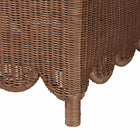 bali & pari Detta Natural Rattan Accent Chair - Handwoven Wicker Lounge Chair with Rolled Back and Scalloped Skirt Base, Boho Coastal Style for Sunroom or Sitting Area