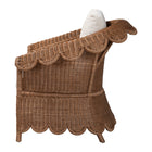 bali & pari Detta Natural Rattan Armchair - Handwoven Wicker Chair with Rolled Arms and Scalloped Skirt Base, Boho Coastal Style for Lounge or Sunroom