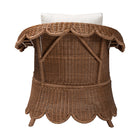 bali & pari Detta Natural Rattan Armchair - Handwoven Wicker Chair with Rolled Arms and Scalloped Skirt Base, Boho Coastal Style for Lounge or Sunroom