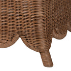 bali & pari Detta Natural Rattan Armchair - Handwoven Wicker Chair with Rolled Arms and Scalloped Skirt Base, Boho Coastal Style for Lounge or Sunroom