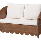 bali & pari Detta Natural Rattan 3-Piece Living Room Set - Handwoven Wicker Lounge Seating with Scalloped Skirt Base and Rolled Arms, Boho Coastal Style for Sunroom or Living Room