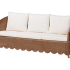 bali & pari Detta Natural Rattan 3-Piece Living Room Set - Handwoven Wicker Lounge Seating with Scalloped Skirt Base and Rolled Arms, Boho Coastal Style for Sunroom or Living Room