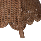 bali & pari Detta Natural Rattan Sofa with Cushion - Handwoven Wicker Settee with Rolled Arms and Scalloped Skirt Base, Boho Coastal Style for Sunroom or Lounge