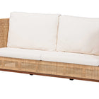 bali & pari Edda Natural Rattan Sofa with Upholstered Cushions - Coastal Style 3-Seater Couch for Living Room or Sunroom
