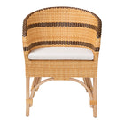 bali & pari Elma Rattan Dining Chair with Cushion - Barrel-Back Accent Chair with Synthetic Woven and Natural Rattan Frame, Boho Coastal Style Seating for Dining or Living Room