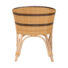 bali & pari Elma Rattan Dining Chair with Cushion - Barrel-Back Accent Chair with Synthetic Woven and Natural Rattan Frame, Boho Coastal Style Seating for Dining or Living Room