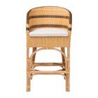 bali & pari Elma Rattan Counter Stool with Cushion - Barrel-Back Counter Chair with Synthetic Woven and Natural Rattan Frame, Boho Coastal Style Seating for Kitchen or Lounge