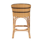 bali & pari Elma Rattan Counter Stool with Cushion - Barrel-Back Counter Chair with Synthetic Woven and Natural Rattan Frame, Boho Coastal Style Seating for Kitchen or Lounge