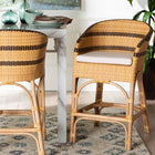 bali & pari Elma Rattan Counter Stool with Cushion - Barrel-Back Counter Chair with Synthetic Woven and Natural Rattan Frame, Boho Coastal Style Seating for Kitchen or Lounge