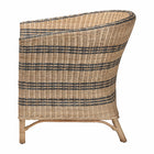 bali & pari Elda Natural Rattan Accent Chair - Wicker Barrel-Back Chair with Two-Tone Woven Stripes and Cushion, Coastal Boho Style Seating for  Living Room or Sunroom