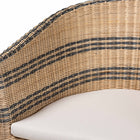 bali & pari Elda Natural Rattan Accent Chair - Wicker Barrel-Back Chair with Two-Tone Woven Stripes and Cushion, Coastal Boho Style Seating for  Living Room or Sunroom